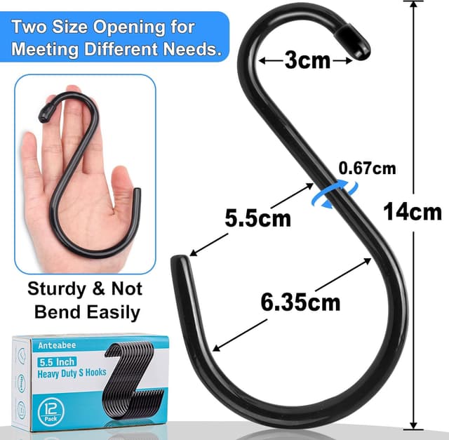 Detalle de Anteabee heavy duty S hooks, 12 pack