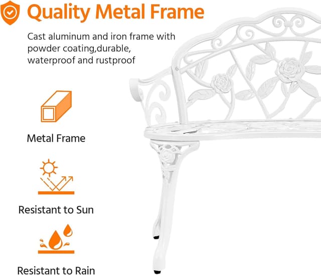 Thumbnail 5 de Yaheetech Banco jardín 2-3 plazas Blanco