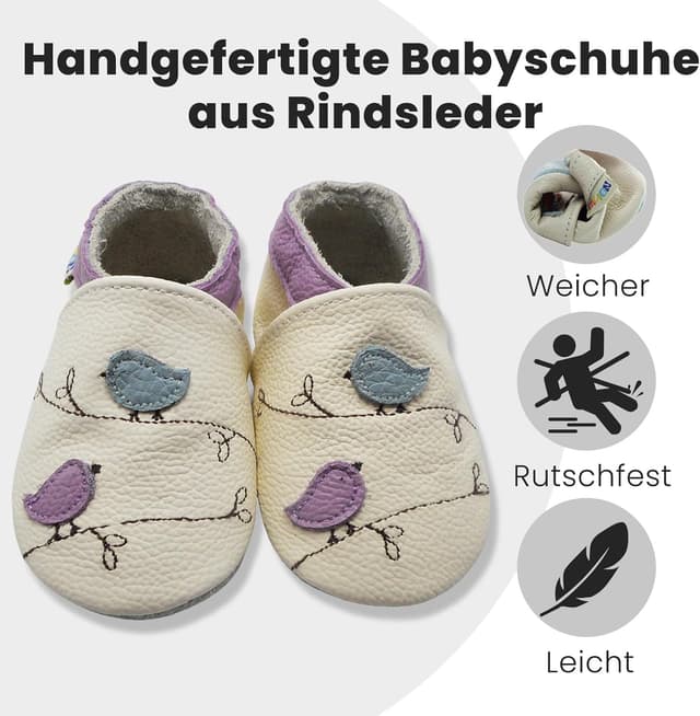 Detalle de YALION Krabbelschuh & Lauflernschuh aus weichem Leder – weiß (EU 22/23, L) mit Mokassins