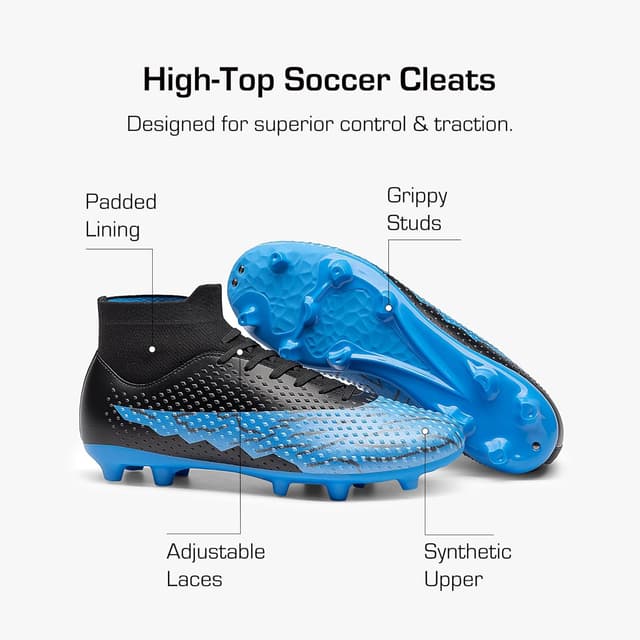 Detalle de DREAM PAIRS Men’s Firm Ground Soccer Cleats (High-Top FG/AG) for Training & Outdoor Play