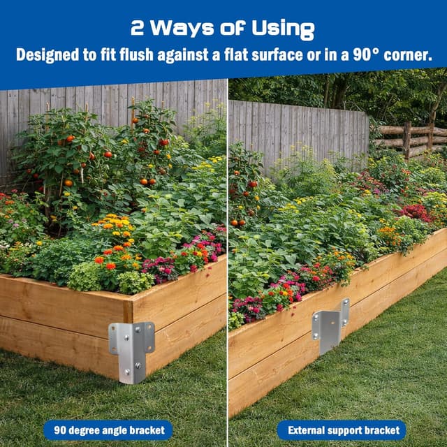 Detalle de AMLOOPH small railway sleeper brackets (20 pack) – galvanised metal timber supports for raised beds & garden edging