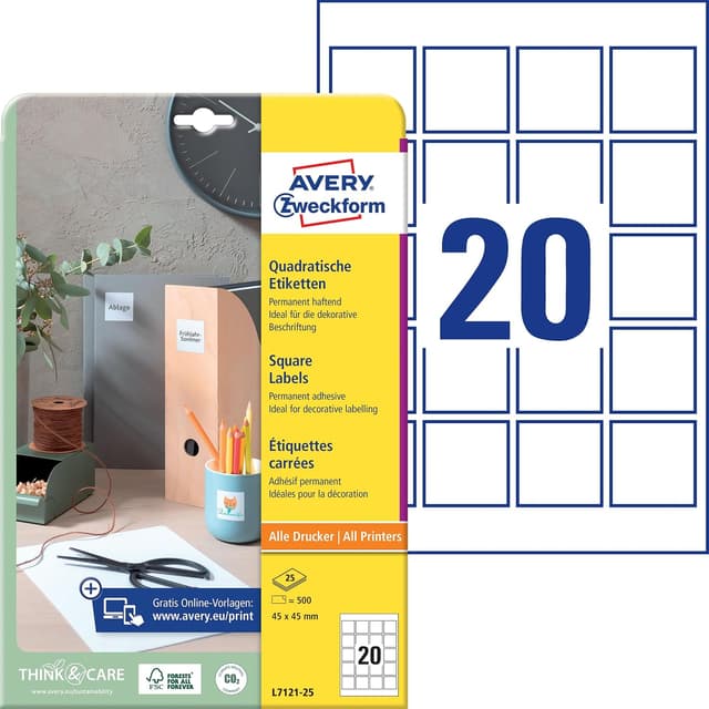Detalle de Avery L7121-25 etichette adesive 45x45 mm