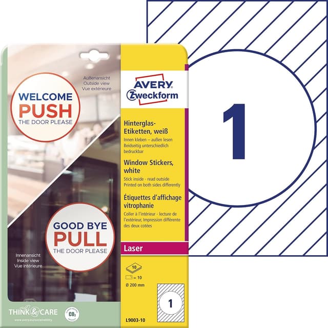 Detalle de AVERY Zweckform L9003-10 Hinterglasetiketten Ø200mm