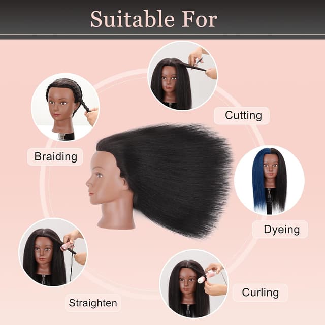 Detalle de YODIDI Mannequin Head with 100% Human Hair (16 inch) for Hair Styling Practice