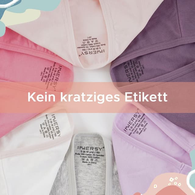 Detalle de INNERSY Unterhosen Mädchen Baumwolle – bequeme Slips im 6er-Pack (8–16 Jahre)