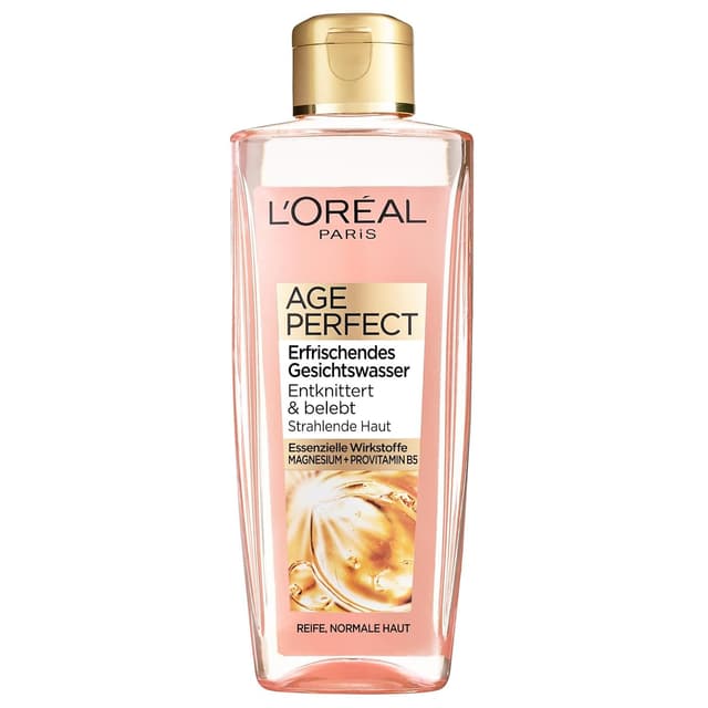Detalle 1 de L’Oréal Paris Age Perfect Erfrischendes Gesichtswasser (200 ml) für reife Haut ab 50, Packung mit 2