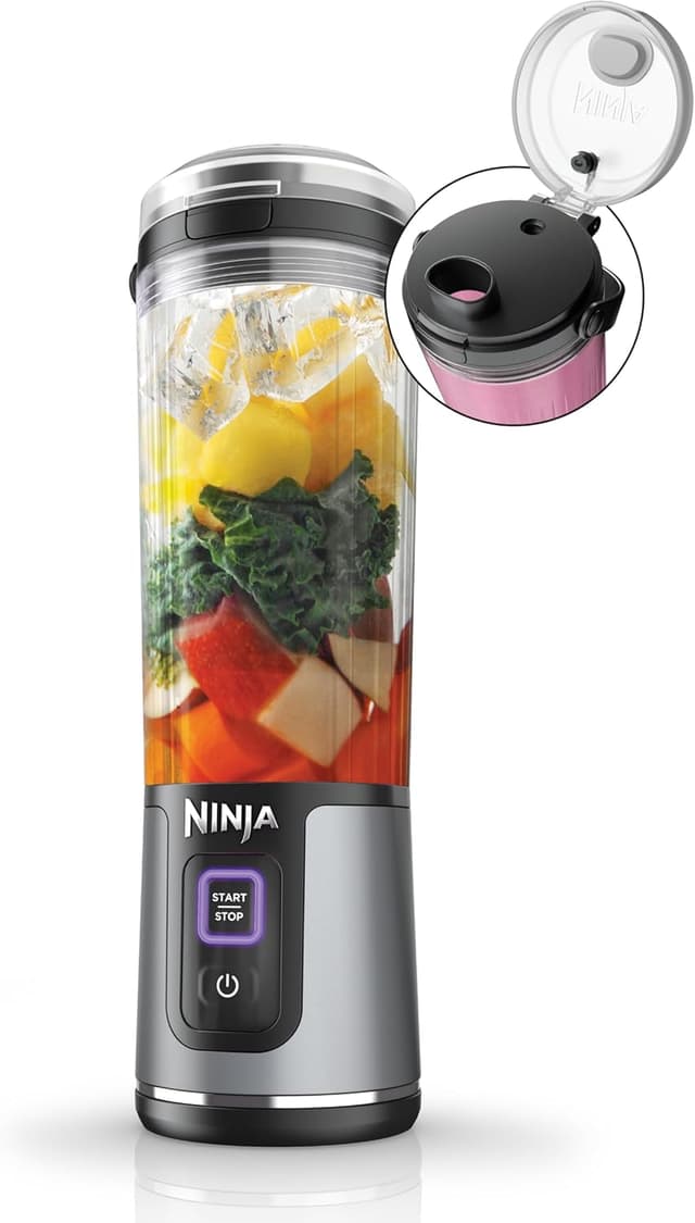 Detalle de Ninja Blast BC151BK Portable Cordless Blender (18 oz) — rechargeable USB-C, BPA-free