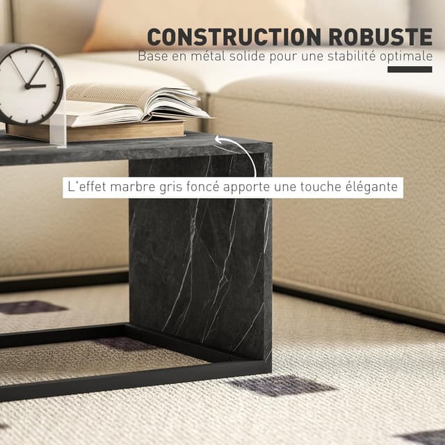 Thumbnail 4 de HOMCOM Lot de 2 Tables Basses gigognes 90 cm