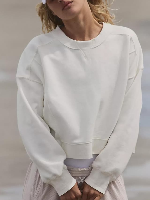 Detalle de Dressmine Women’s oversized cropped long sleeve sweatshirt/crewneck jumper