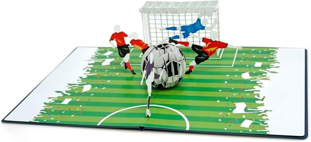 Detalle 2 de CUTPOPUP Football Soccer – Carte de fête des pères pop-up pour homme (15 x 20 cm) + note séparée