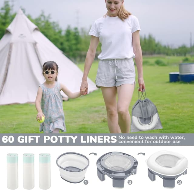 Detalle 2 de DEANIC 2-in-1 Travel Potty for Toddlers, 60 liners ๐ฝ