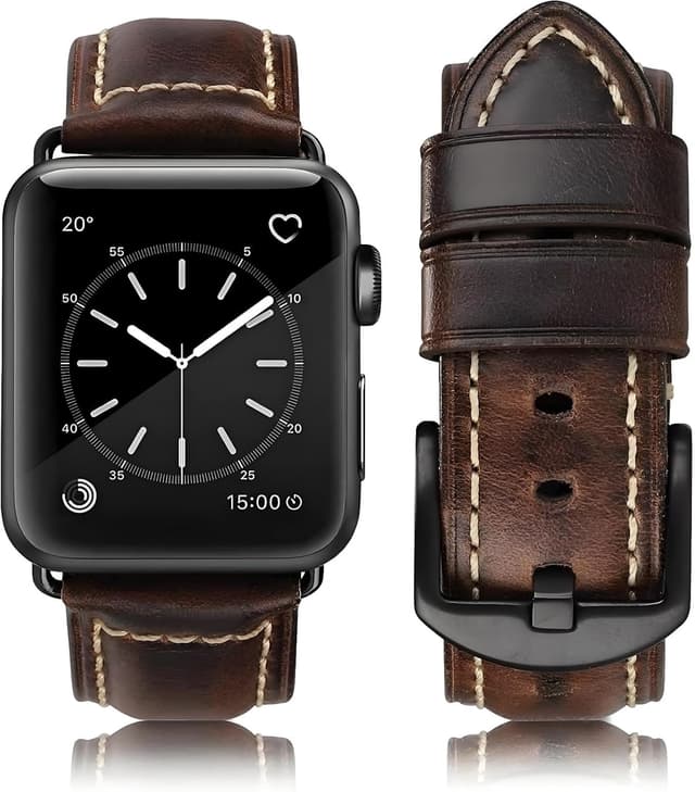 Detalle de HUAFIY Genuine Leather Apple Watch Band (compatible 38mm–49mm)