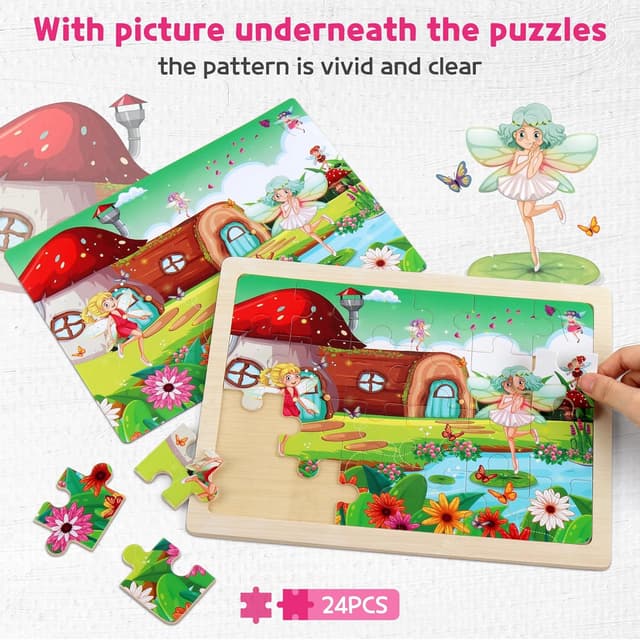 Detalle de SYNARRY Wooden Unicorn Mermaid Puzzle Set