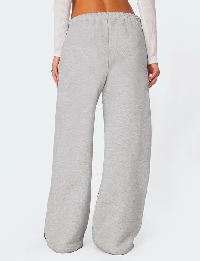 Detalle de HeSaYep Women’s Fleece-Lined Sweatpants with Pockets (Wide-Leg, High-Rise Winter Warm)
