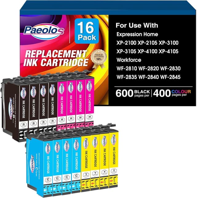 Detalle de Paeolos lot de cartouches 603XL compatibles Epson Expression Home / WorkForce (16 cartouches)