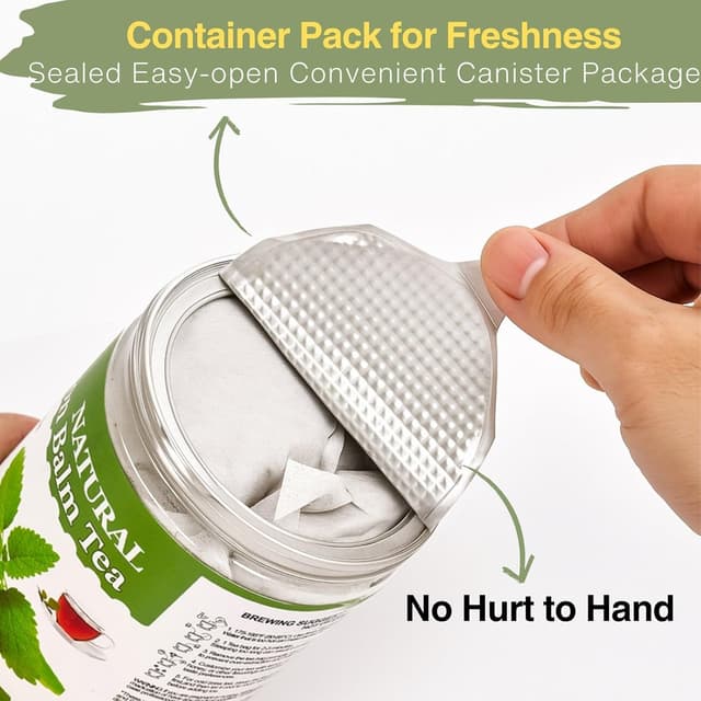 Detalle de Melissentee Beutel mit 50 Teebeuteln aus getrockneten Melissenblättern – koffeinfreier Kräutertee für heiß oder kalt