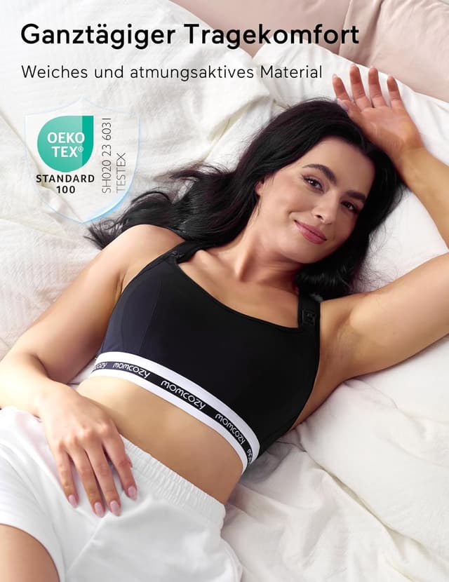 Detalle de momcozy Stillbrüste für Stillen FB011 Sport-Stillbrüste mit niedrigem Einschlag (drahtlos)