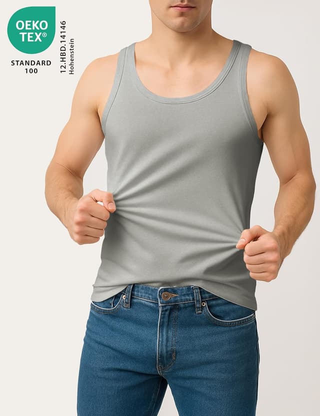 Detalle de ALPIDEX Herren Classic Unterhemd 5er-Set – Tanktop aus 100% Baumwolle (Feinripp)