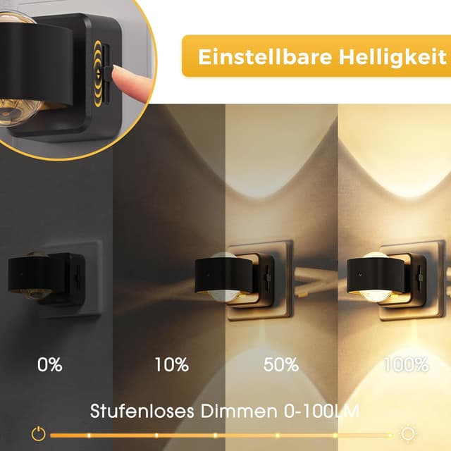 Detalle de LOHAS-LED Nachtlicht-Steckdose mit Dämmerungssensor, 180° drehbarem Stecker, 3000 K warmweiß