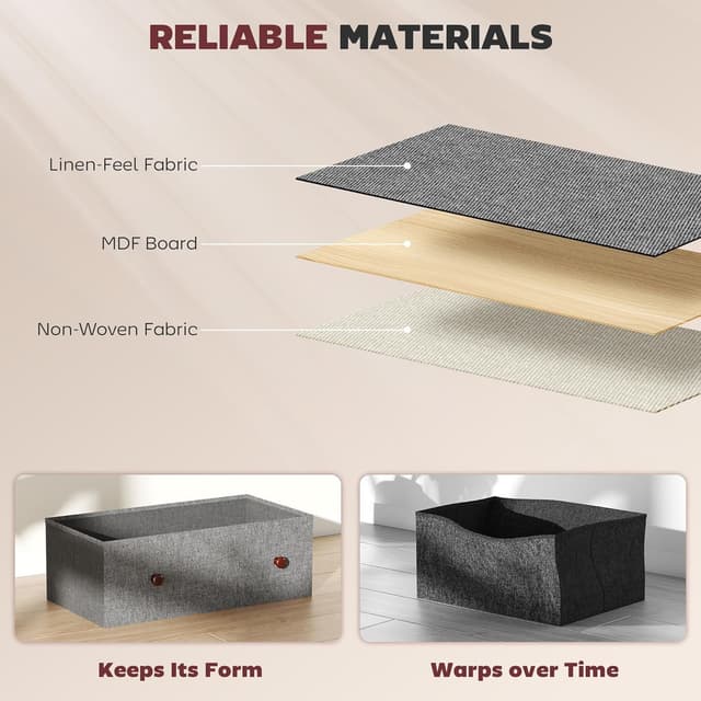 Detalle 2 de HOMCOM 4-Drawer Fabric Chest of Drawers with Steel Frame (Grey & Rustic Brown)