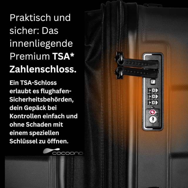 Detalle de Premium Handgepäck Koffer 55x40x20 cm (38 L) mit TSA-Schloss – bordtauglich für Ryanair, Lufthansa, Eurowings