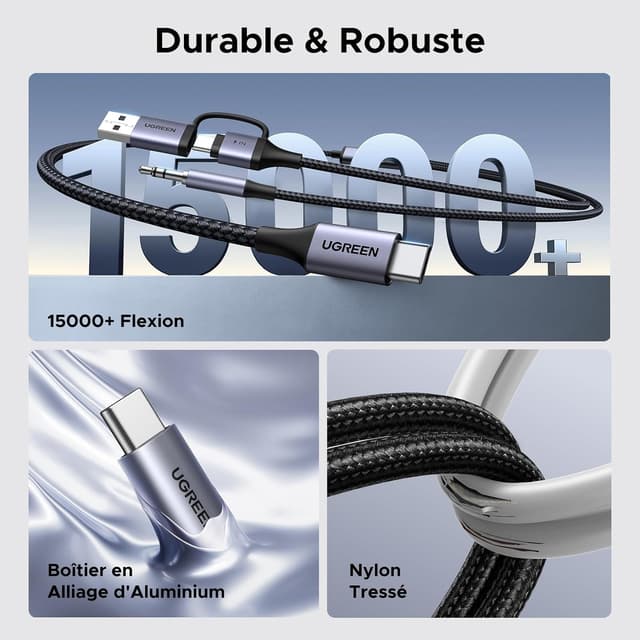 Detalle de UGREEN Câble USB C vers Jack 3,5 mm 2 en 1