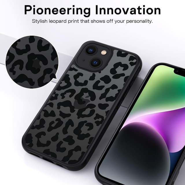 Thumbnail 2 de XTCASE Coque iPhone 14 Motif Léopard Noir