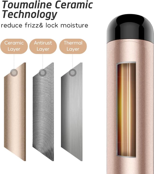 Detalle de Hoson 50mm Curling Tongs (Large Barrel) for Long Hair – Ceramic Tourmaline Coating, Dual Voltage & LCD Display