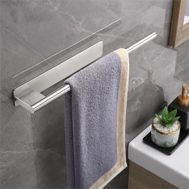 Detalle de Gsocel porta asciugamani a braccio adesivo in acciaio inox da parete, 39 cm, argento