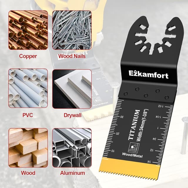 Detalle 2 de EzKamfort 29-teilige Multitool-Sägeblatt-Sets (oszillierend) – Zubehör für Holz, Kunststoff und Metall