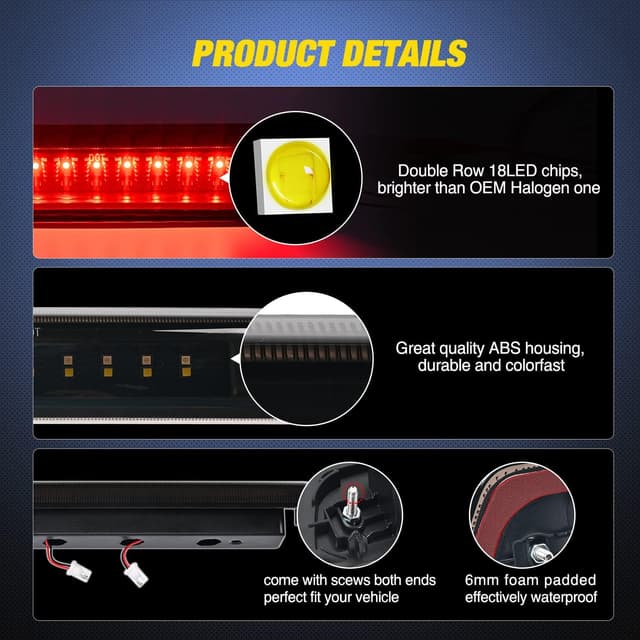Detalle de Nilight High Mount 3rd Brake Light for 2009-2014 Ford F-150 (LED Cargo/Brake) with Seal Foam Gasket