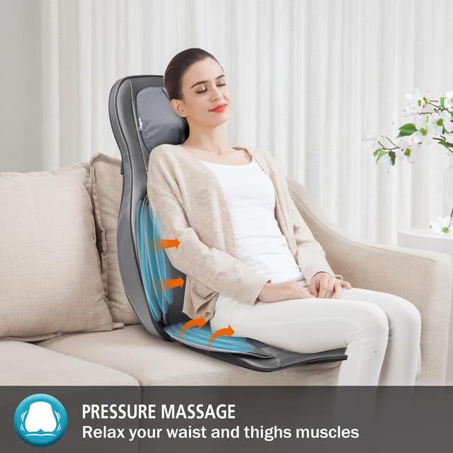 Detalle 2 de COMFIER Shiatsu Back Massager with Heat – portable back massage chair cushion (dark grey)