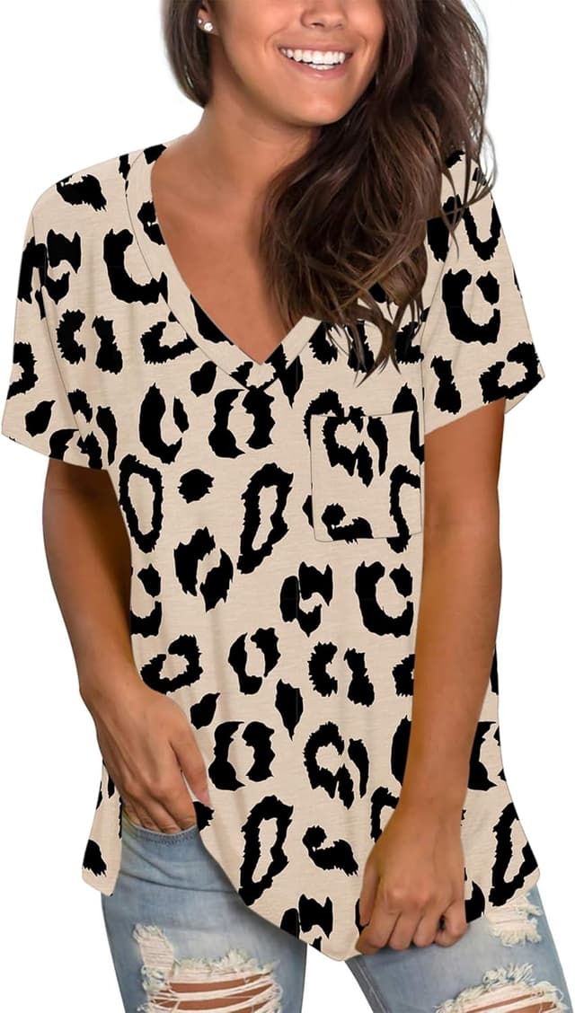 Detalle de MOLERANI t-shirts pour femmes à col en V, manches courtes basiques (60% polyester, 5% élasthanne)