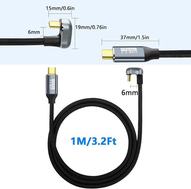 Thumbnail 6 de U-förmiges USB‑C Schnellladekabel GELRHONR (180°) – USB 3,2 Gen 2, PD bis 100 W, 10 Gbps, 4K@60 Hz