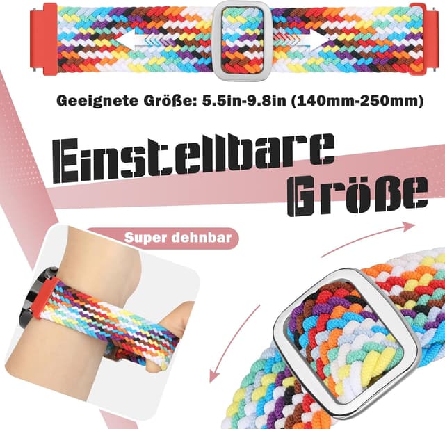 Detalle de Yunshare geflochtenes elastisches Uhrenarmband mit Schnellverschluss (Nylon) – 3er-Set, 18/19/20/22/24 mm