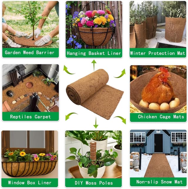 Detalle de Fengaim 3m x 0.3m Coco Hanging Basket Liner (Coconut Fibre Matting Roll) for Containers & Reptile Set-ups