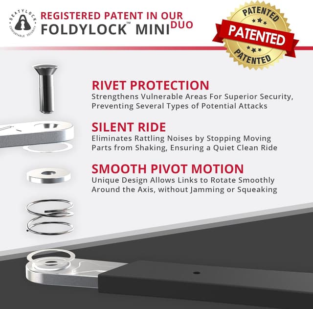 Detalle de Seatylock FoldyLock Mini Duo ant ivol pliable 2 chaînes pour vélo et trottinette électrique, 75 cm