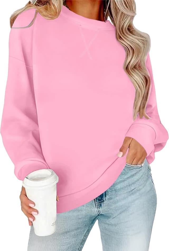 Detalle 2 de RUMIA Women’s Crew Neck Sweatshirt — Loose Pullover Long Sleeve Top