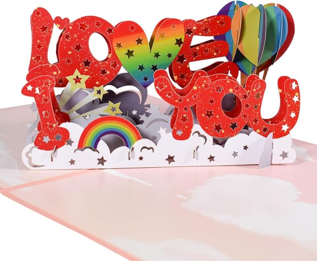 Detalle de I LOVE YOU Letters pop-up greeting card with blank note card & envelope