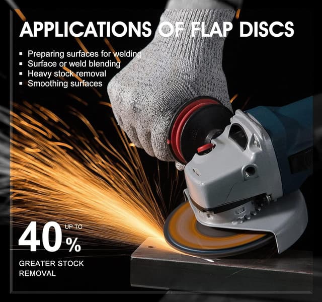 Detalle 2 de S SATC Fächerscheibe 125 Korn 40 für Metall, Holz, Stahl (10 Stück) – Lamellenschleifscheiben für Winkelschleifer