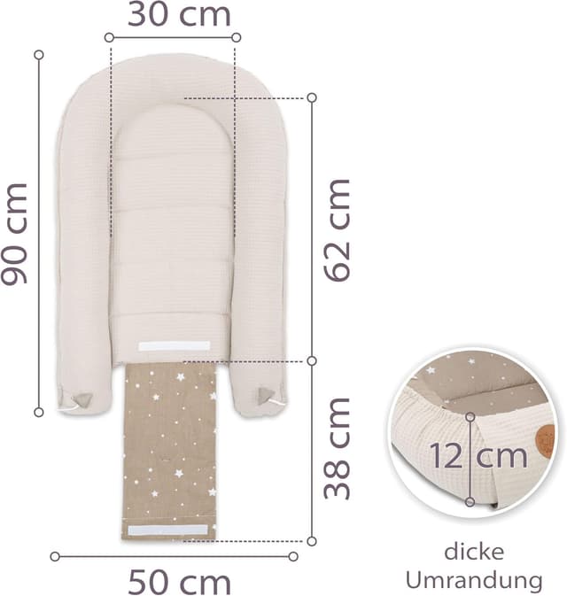 Detalle de Nido Bebé Ninho Beige con Estrellas 🌟 para Cuna y Viaje