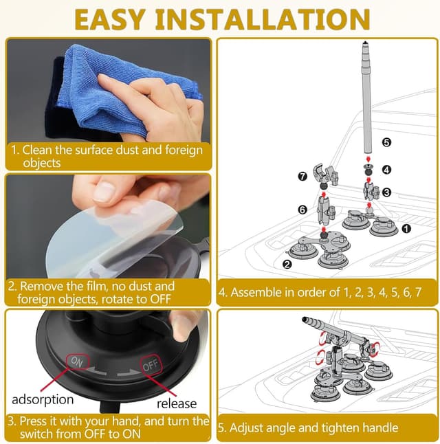 Thumbnail 6 de UNSTINCER Action Kamera Halterung mit 5 Saugfüßen