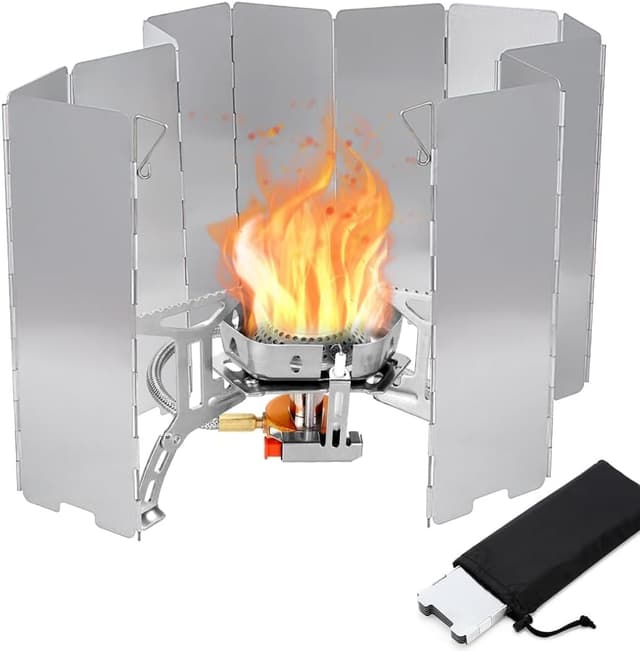 Detalle de MIVITOOM 12-Platten Campingkocher Windschutz aus faltbarem Aluminium