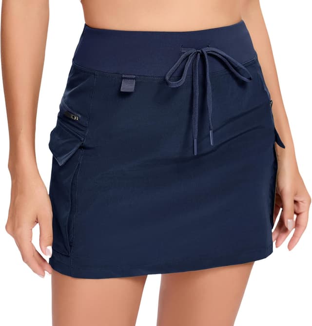 Detalle de Timuspo Damen Cargo Rock mit integrierter Hose – Schnell trocknend, hoher Bund & 4 Taschen