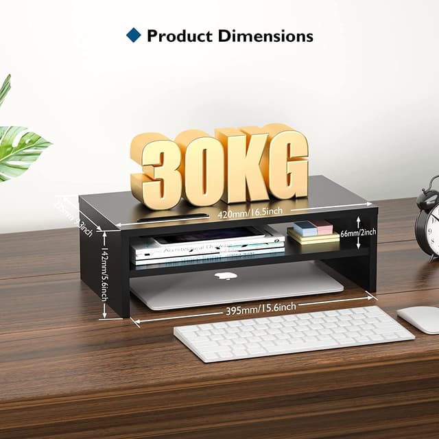 Thumbnail 4 de BONTEC Monitorständer, Unterbau Bildschirm, PC Bildschirm Ständer mit Handyhalter, Ergonomischem Laptop-Druckerständer mit Kabelführung für Laptop, Computer, Notebook, iMac, PC, 42CM, Schwarz
BONTEC Monitorständer, Unterbau Bildschirm, PC B…