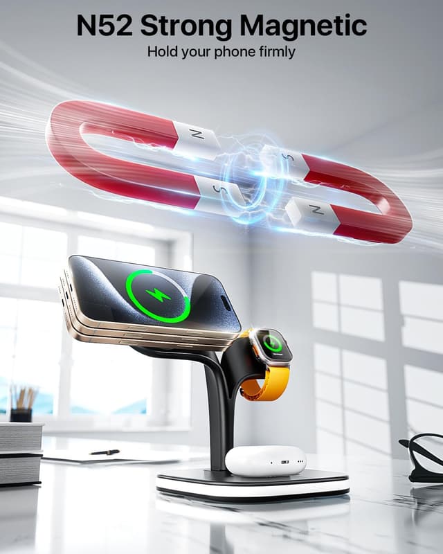 Detalle de EXW Magnetic Wireless Charger 3‑in‑1 MagSafe station