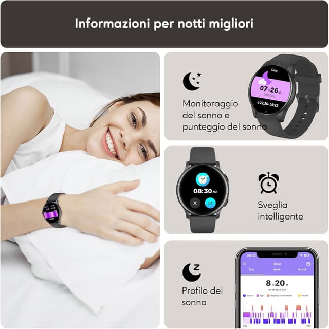 Detalle de AcclaFit Smartwatch Uomo Donna con chiamate Bluetooth e schermo da 1,38”