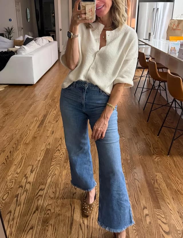 Detalle de Springrain Women’s Lightweight Cropped Cardigan Sweater (Button-Up, Solid Knit)