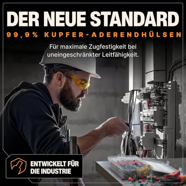 Detalle 2 de BAURIX® Aderendhülsen Set (1200 Stück) isoliert 0,5–10 mm², farbcodiert nach DIN 46228-4