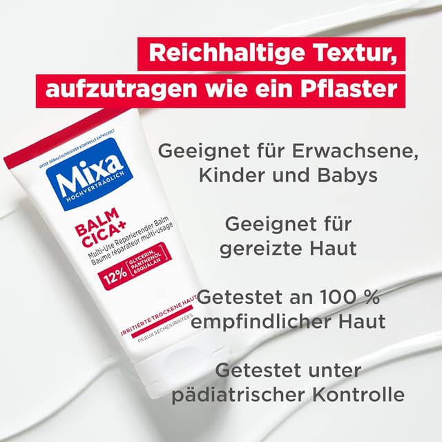 Thumbnail 6 de Mixa Cica+ Multi-Use reparierender Balm mit 12% Glycerin, Panthenol & Squalan – für Gesicht, Körper & Lippen